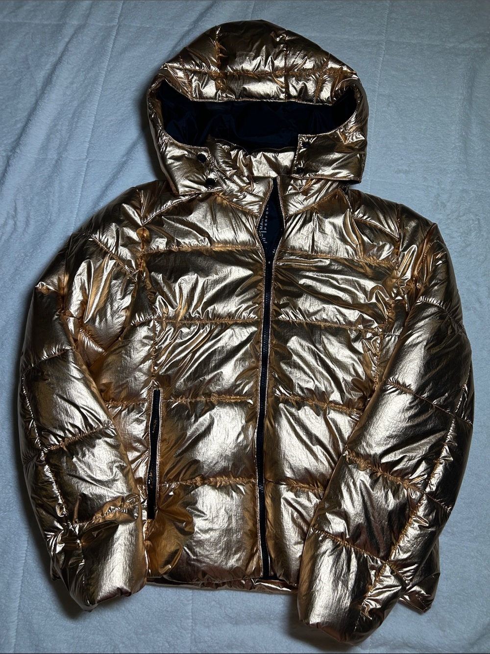 Marc Jacob’s Metallic Puffer Jacket with Hood